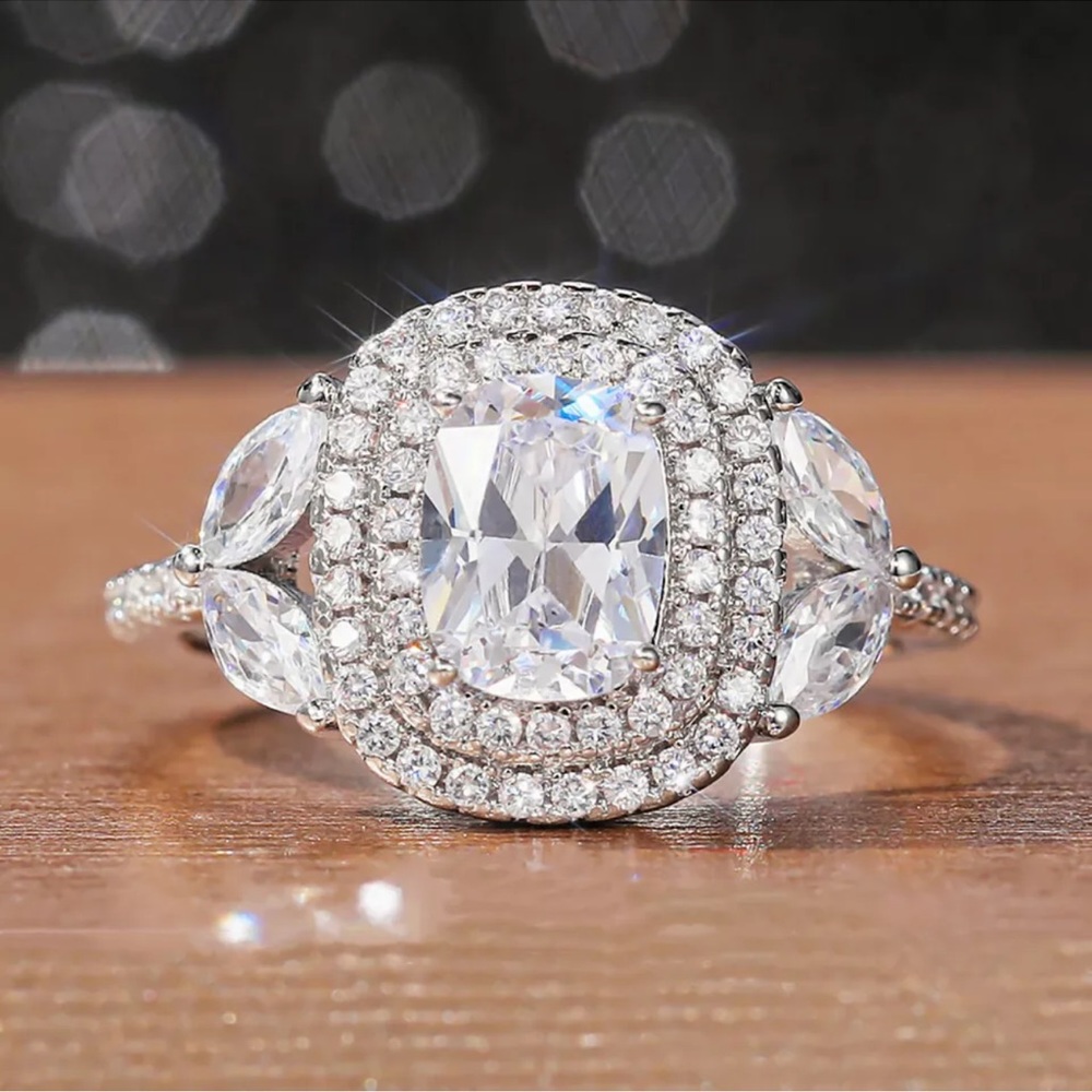 Gorgeous Jewelry Cubic Zirconia Women Wedding Rings 925 Silver Rings - Picture 3 of 3